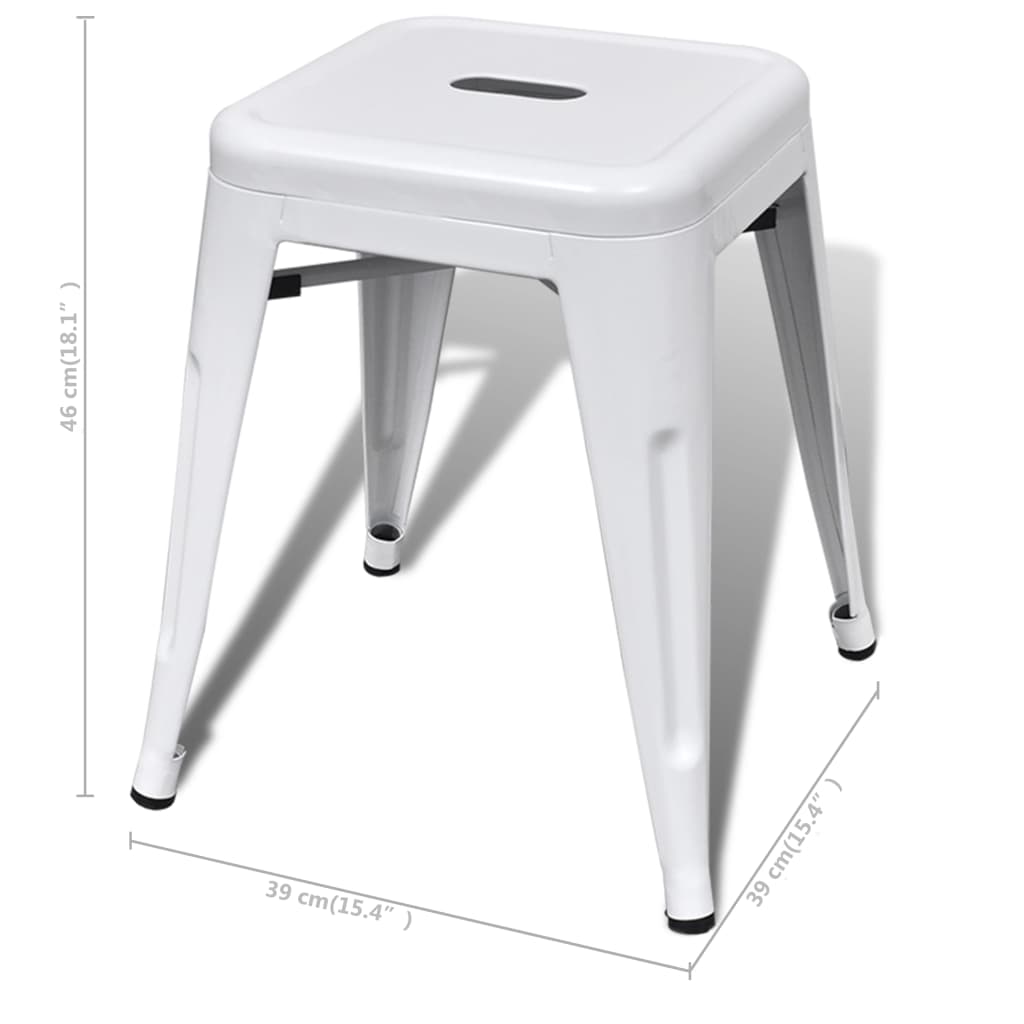 vidaXL Bar Stool Set of 2 Metal Stackable 18&quot; Kitchen Counter White/Black/Red/Gray-9