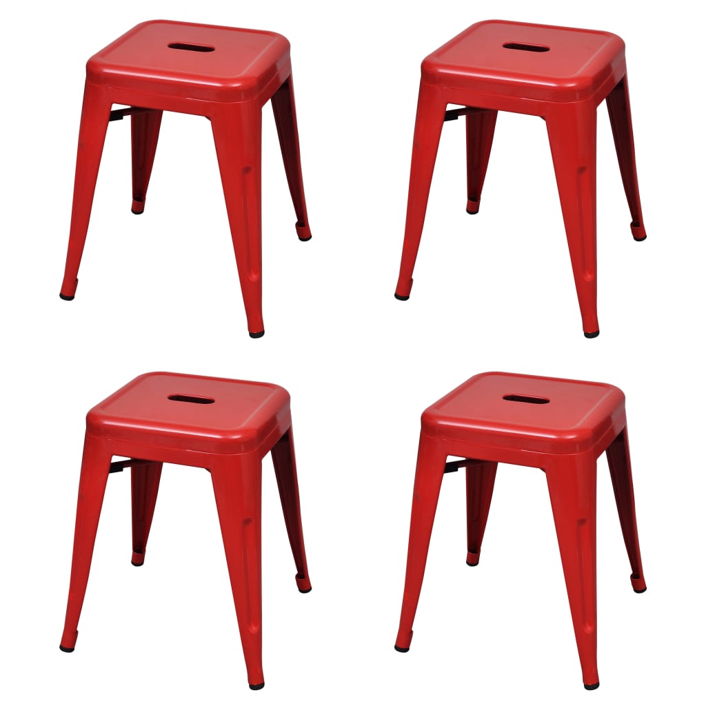 vidaXL Bar Stool Set of 2 Metal Stackable 18&quot; Kitchen Counter White/Black/Red/Gray-28