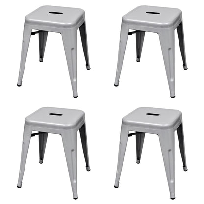 vidaXL Bar Stool Set of 2 Metal Stackable 18&quot; Kitchen Counter White/Black/Red/Gray-18