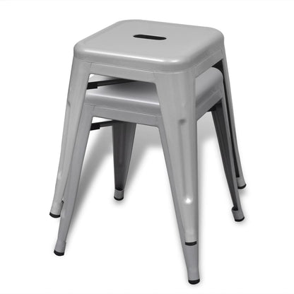 vidaXL Bar Stool Set of 2 Metal Stackable 18&quot; Kitchen Counter White/Black/Red/Gray-12