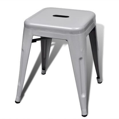 vidaXL Bar Stool Set of 2 Metal Stackable 18&quot; Kitchen Counter White/Black/Red/Gray-17