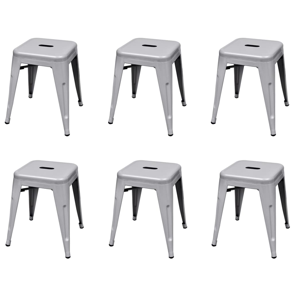 vidaXL Bar Stool Set of 2 Metal Stackable 18&quot; Kitchen Counter White/Black/Red/Gray-13