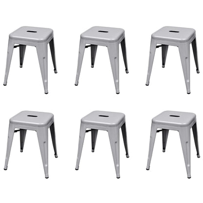 vidaXL Bar Stool Set of 2 Metal Stackable 18&quot; Kitchen Counter White/Black/Red/Gray-13