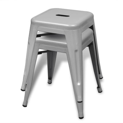 vidaXL Bar Stool Set of 2 Metal Stackable 18&quot; Kitchen Counter White/Black/Red/Gray-39