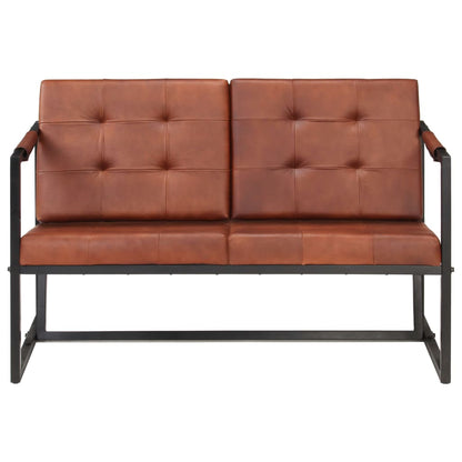 vidaXL 2-Seater Sofa Brown Real Goat Leather-1