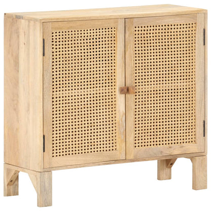 vidaXL Sideboard 31.5&quot;x11.8&quot;x28.7&quot; Solid Mango Wood and Natural Cane-11