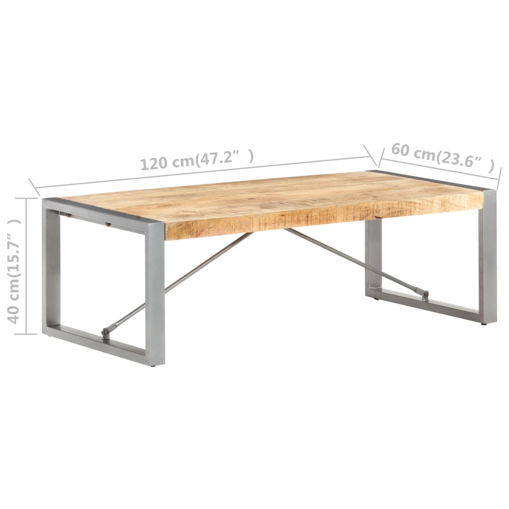 vidaXL Coffee Table 47.2&quot;x23.6&quot;x15.7&quot; Rough Mango Wood-4