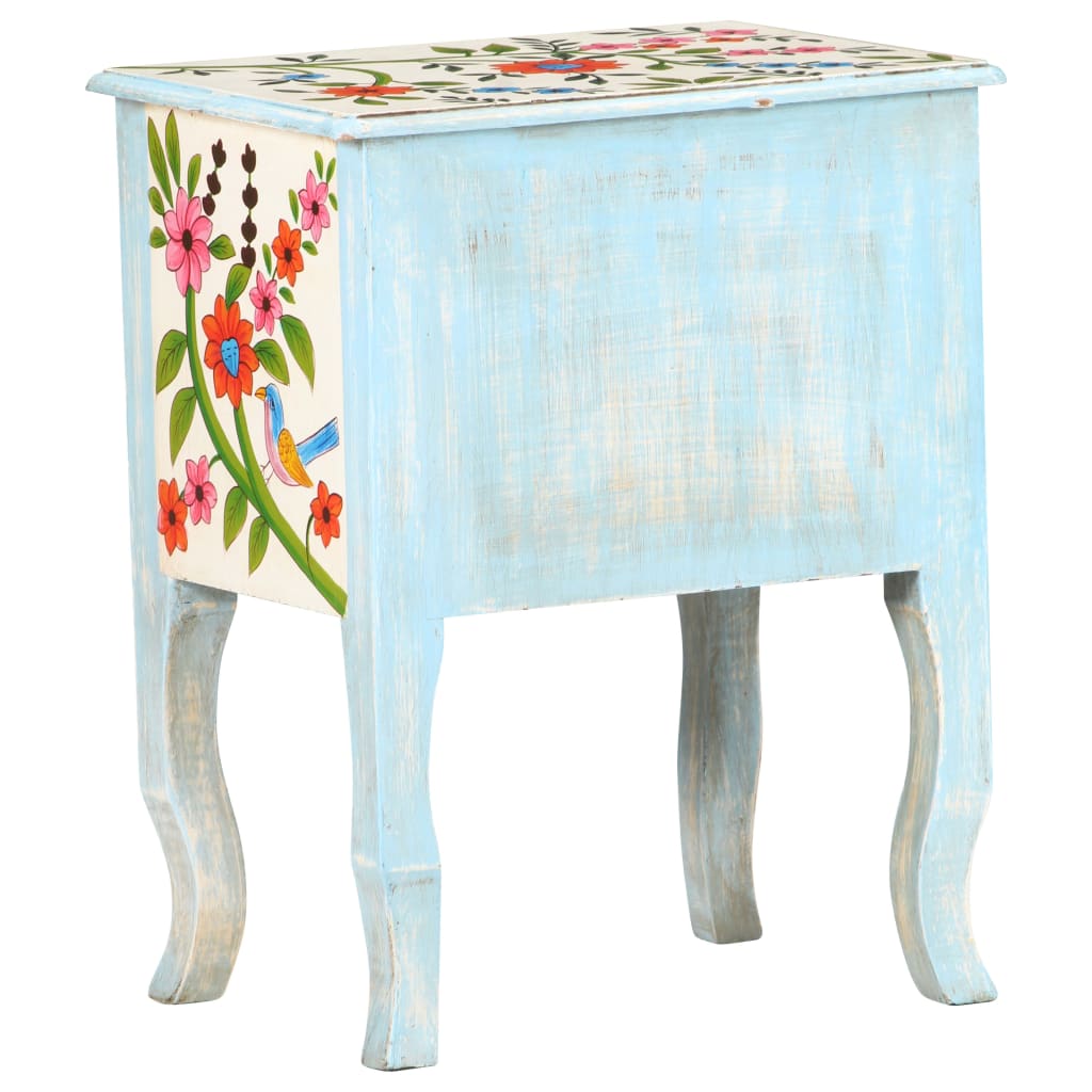 vidaXL Hand Painted Bedside Cabinet 15.7&quot;x11.8&quot;x19.7&quot; Solid Mango Wood-6