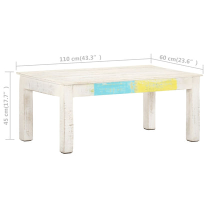 vidaXL Coffee Table White 43.3&quot;x23.6&quot;x17.7&quot; Solid Mango Wood-4