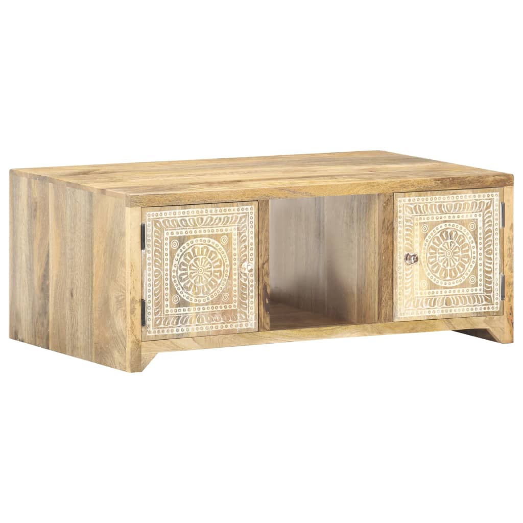 vidaXL Coffee Table 35.4&quot;x19.7&quot;x13.8&quot; Solid Mango Wood-0