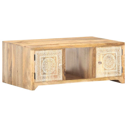 vidaXL Coffee Table 35.4&quot;x19.7&quot;x13.8&quot; Solid Mango Wood-0