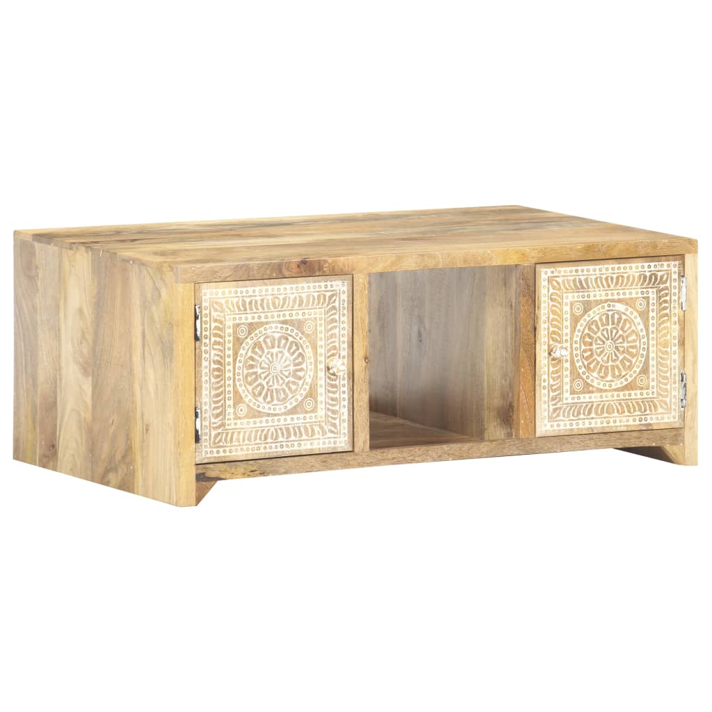 vidaXL Coffee Table 35.4&quot;x19.7&quot;x13.8&quot; Solid Mango Wood-1