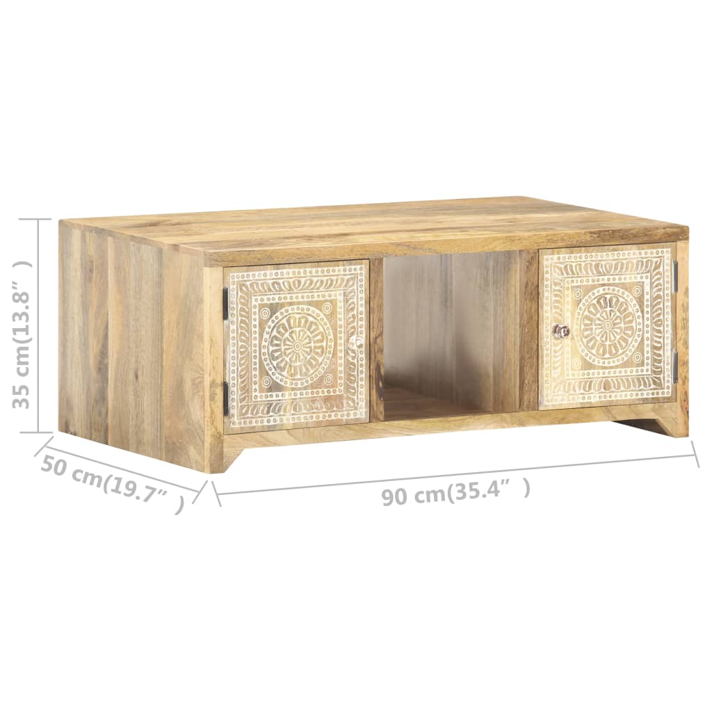 vidaXL Coffee Table 35.4&quot;x19.7&quot;x13.8&quot; Solid Mango Wood-8