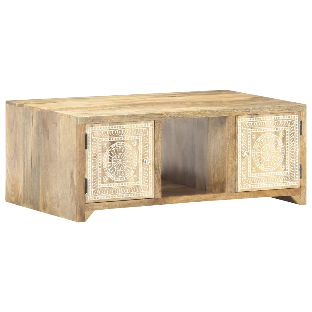 vidaXL Coffee Table 35.4&quot;x19.7&quot;x13.8&quot; Solid Mango Wood-9