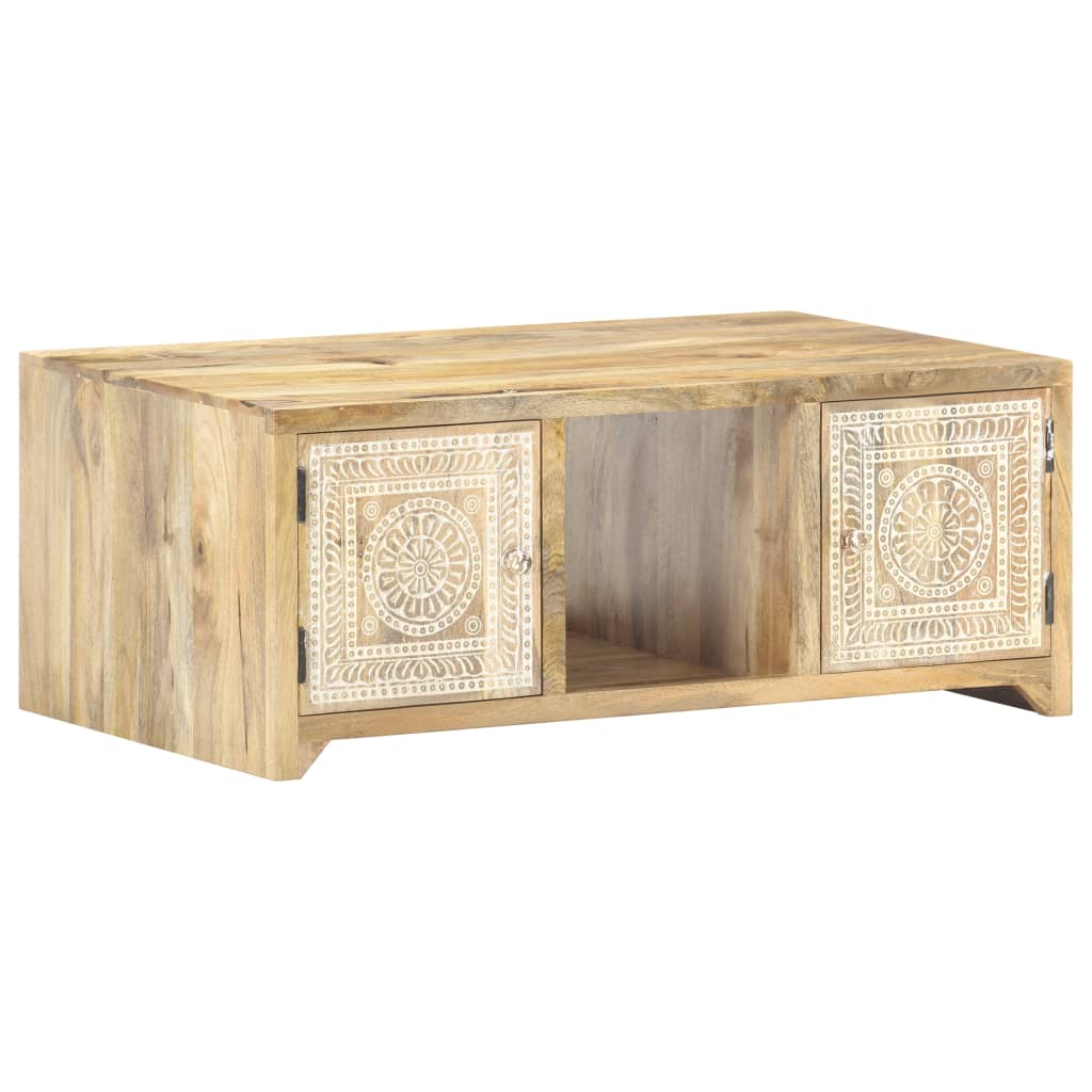 vidaXL Coffee Table 35.4&quot;x19.7&quot;x13.8&quot; Solid Mango Wood-10