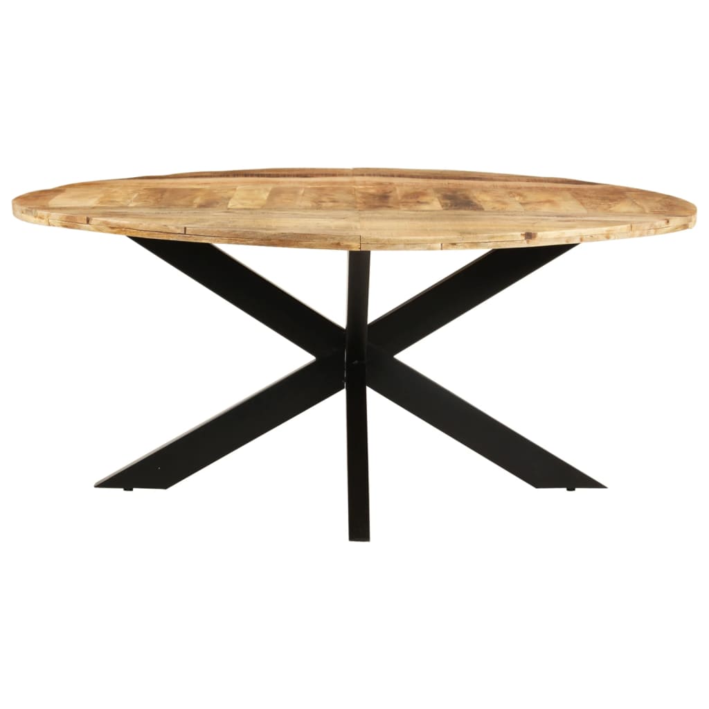 vidaXL Dining Table Round 68.9&quot;x29.5&quot; Rough Mango Wood-1