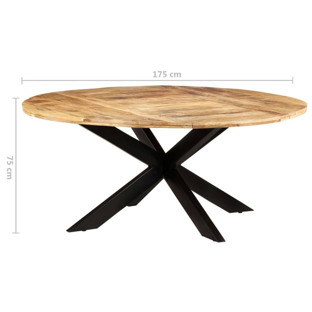 vidaXL Dining Table Round 68.9&quot;x29.5&quot; Rough Mango Wood-0