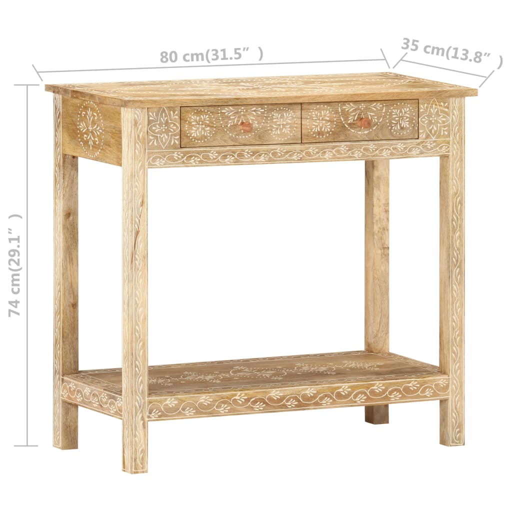 vidaXL Console Table 31.5&quot;x13.8&quot;x29.1&quot; Solid Mango Wood-8