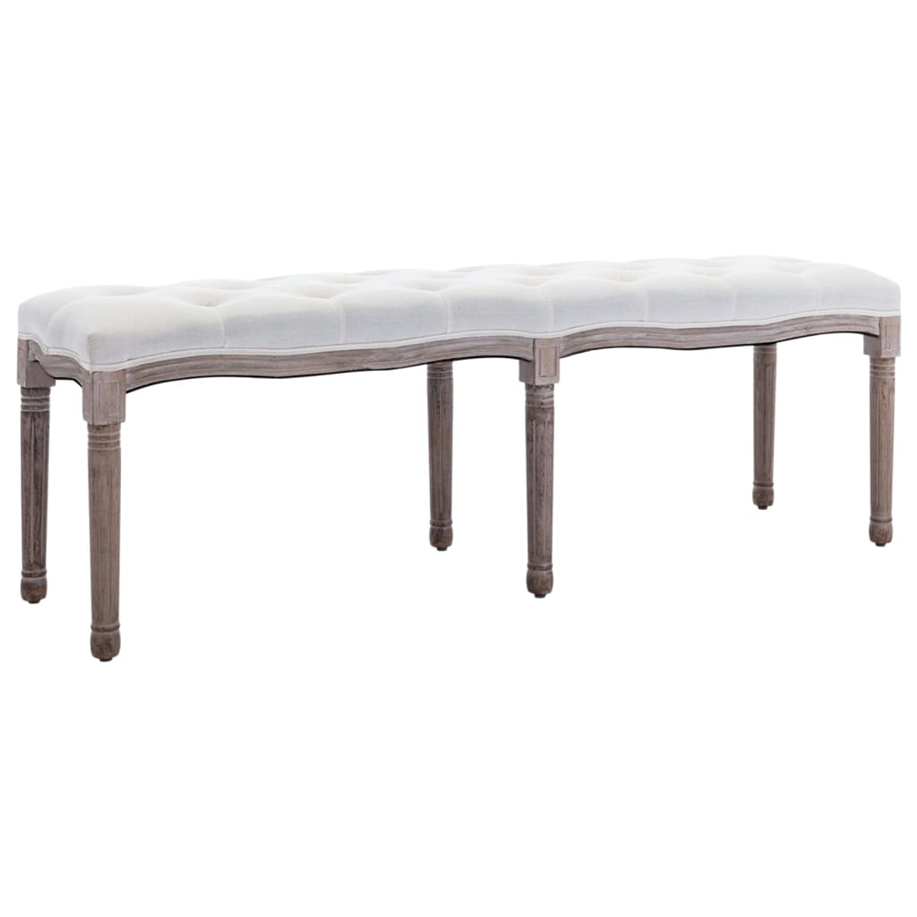 vidaXL Bench Linen &amp; Solid Wood Furniture Multi Colors 43.3&quot;x15&quot;/59.1&quot;x15.7&quot;-12