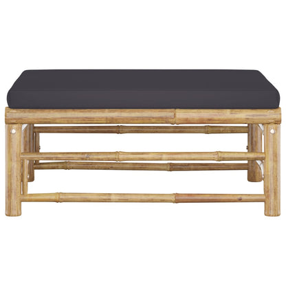 vidaXL Patio Footrest with Dark Gray Cushion Bamboo-2