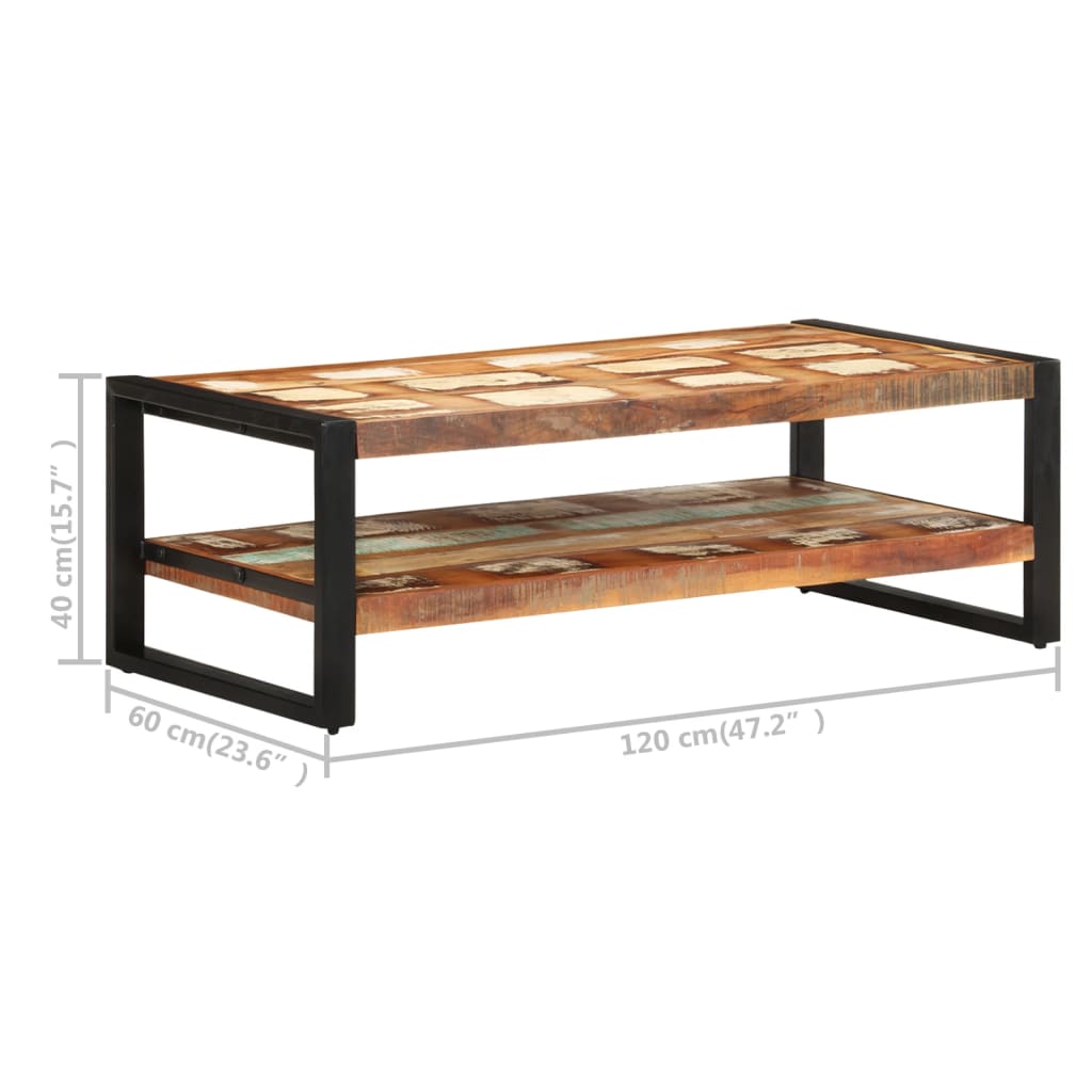 vidaXL Coffee Table 47.2&quot;x23.6&quot;x15.7&quot; Solid Reclaimed Wood-3