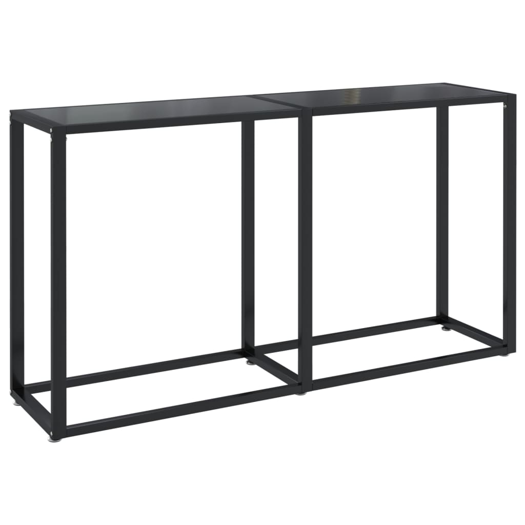 vidaXL Console Table Accent Side Table with Steel Frame Black Tempered Glass-2