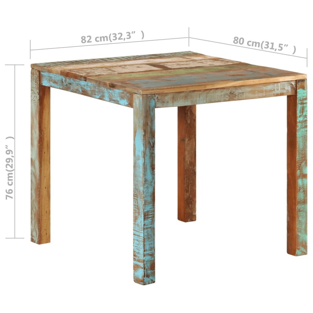 vidaXL Dining Table 32.3&quot;x31.5&quot;x29.9&quot; Solid Reclaimed Wood-5