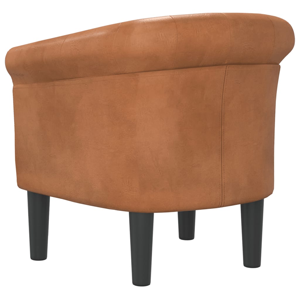 vidaXL Tub Chair Brown Faux Leather-4