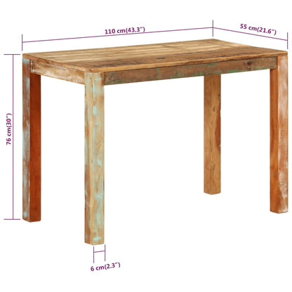 vidaXL Dining Table 43.3&quot;x21.7&quot;x29.9&quot; Solid Wood Reclaimed-0