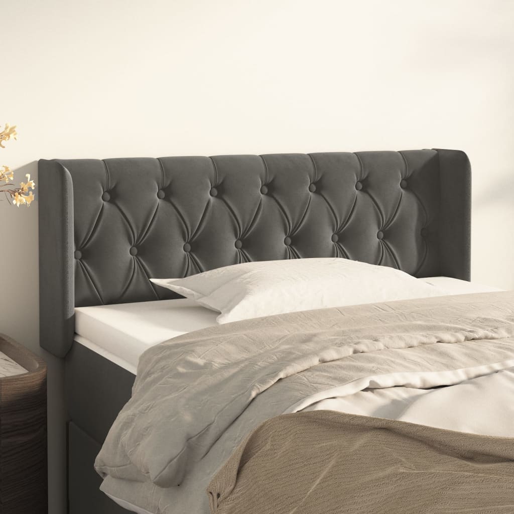 vidaXL Headboard with Ears Dark Gray 72&quot;x6.3&quot;x30.7&quot;/34.6&quot; Velvet-35