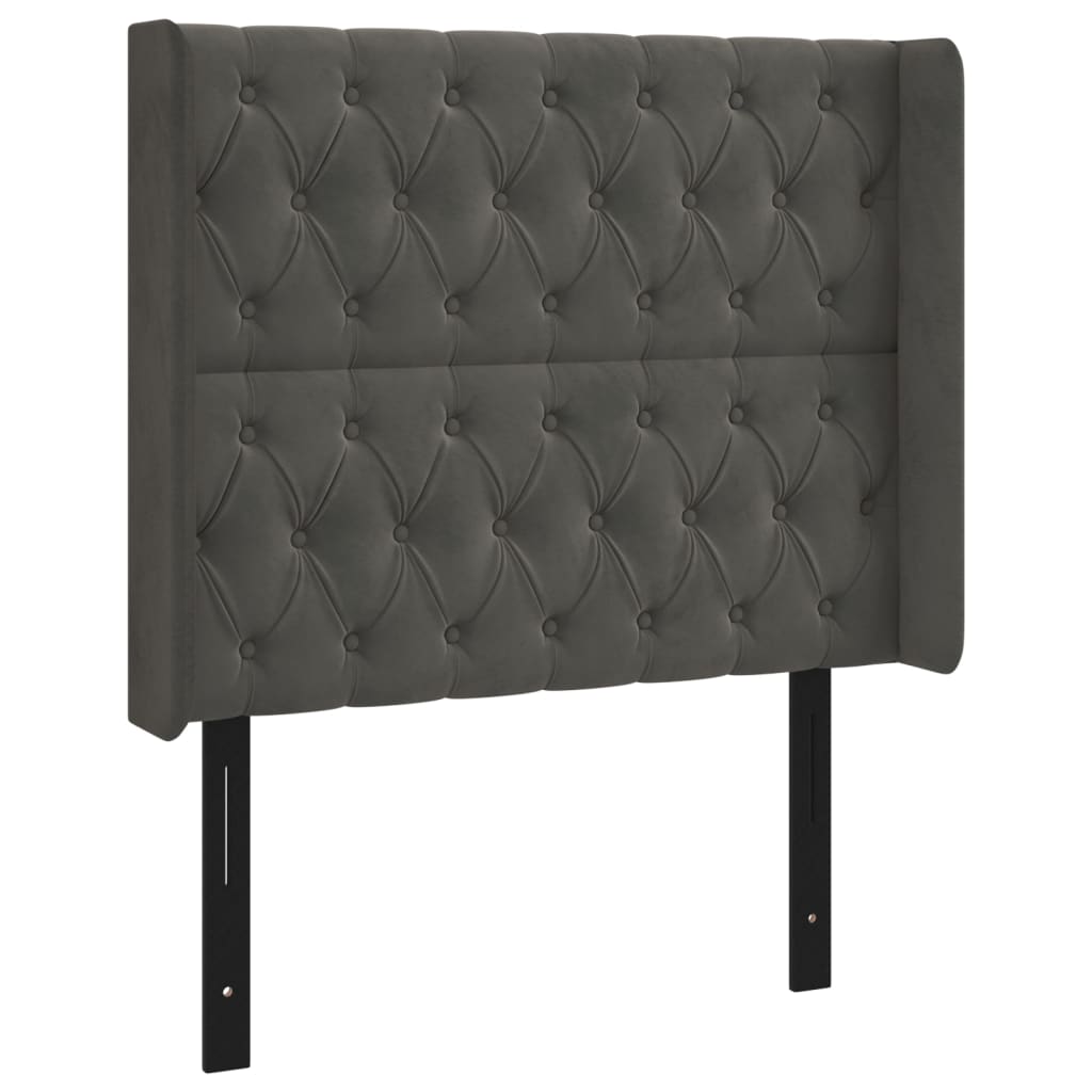 vidaXL Headboard with Ears Dark Gray 72&quot;x6.3&quot;x30.7&quot;/34.6&quot; Velvet-40