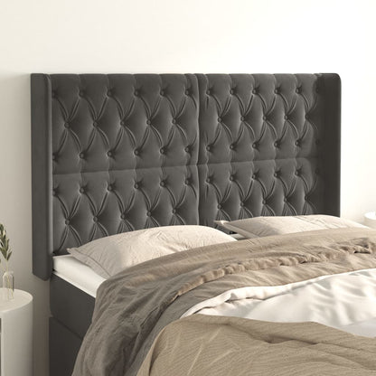 vidaXL Headboard with Ears Dark Gray 72&quot;x6.3&quot;x30.7&quot;/34.6&quot; Velvet-19