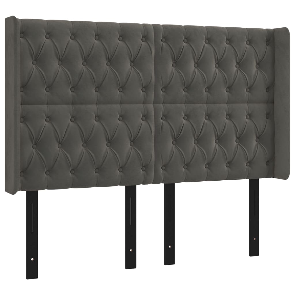 vidaXL Headboard with Ears Dark Gray 72&quot;x6.3&quot;x30.7&quot;/34.6&quot; Velvet-24