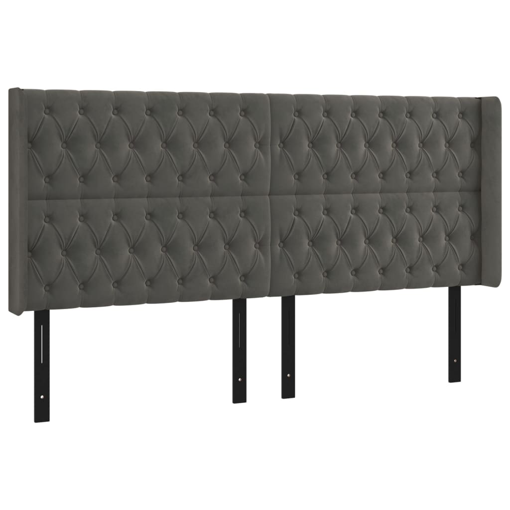 vidaXL Headboard with Ears Dark Gray 72&quot;x6.3&quot;x30.7&quot;/34.6&quot; Velvet-32