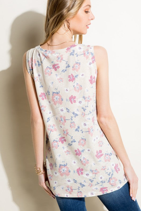 COTTON TRIBLEND FLORAL PRINT TOP