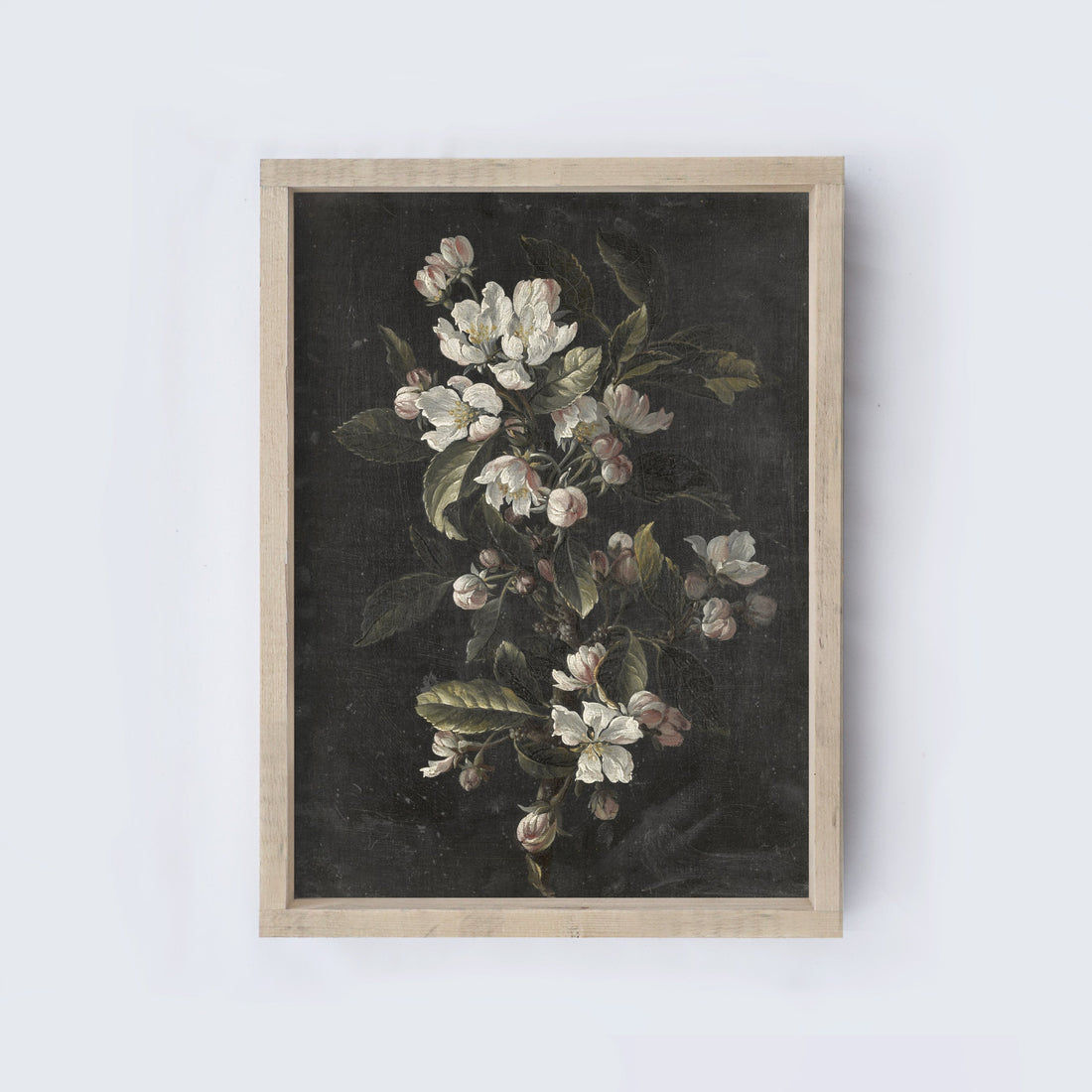 Dark Floral Wall Art Framed | Vintage Flower Print A207-0