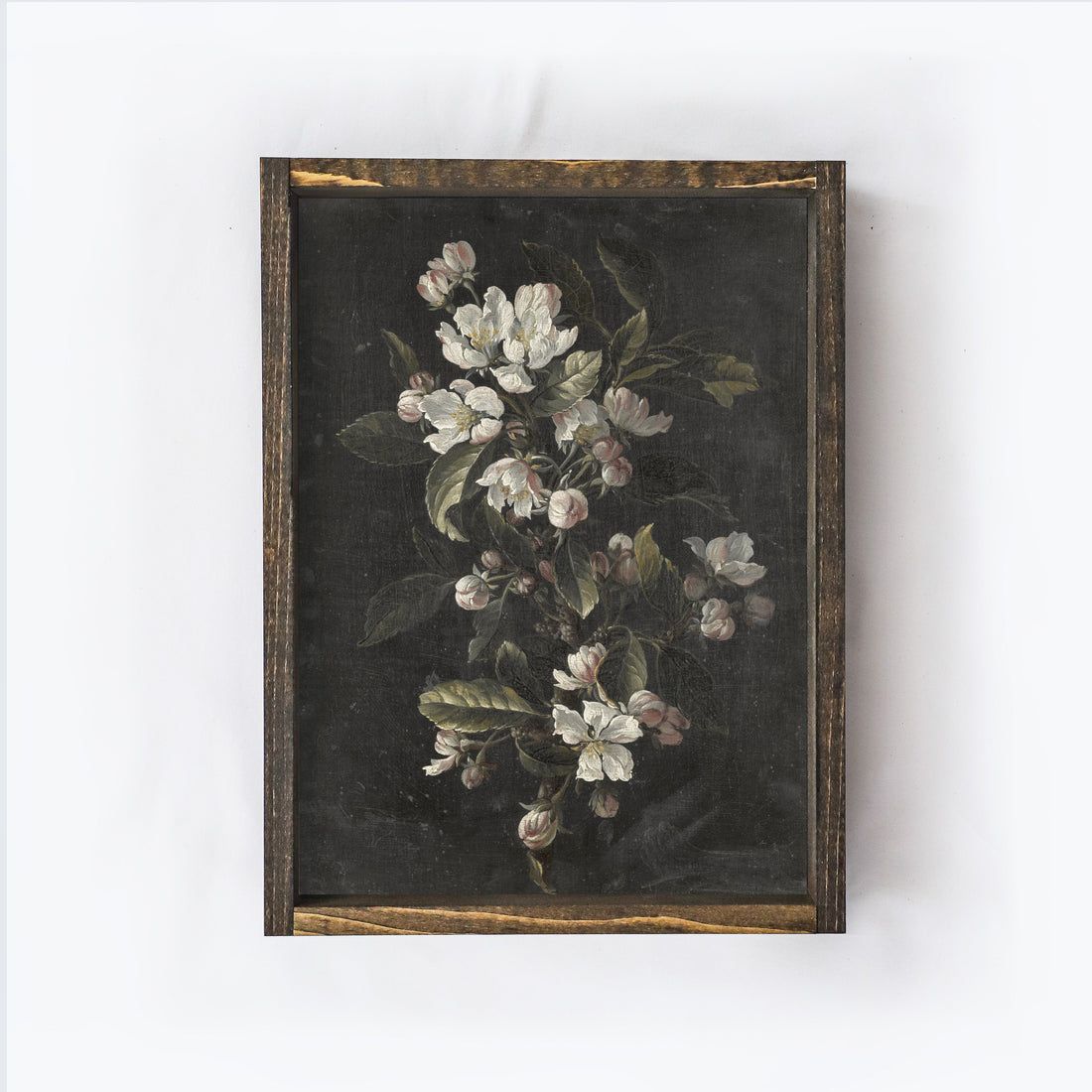 Dark Floral Wall Art Framed | Vintage Flower Print A207-1