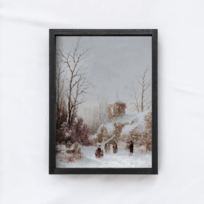 Vintage Landscape Painting Framed | Christmas Village A211-1