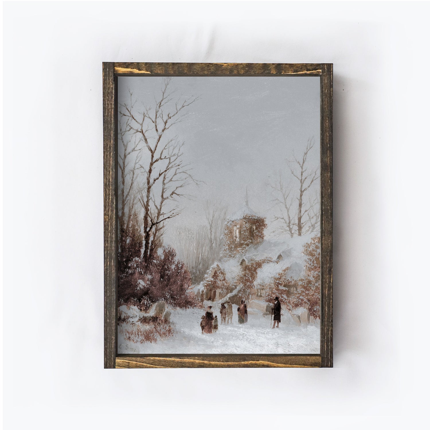 Vintage Landscape Painting Framed | Christmas Village A211-2