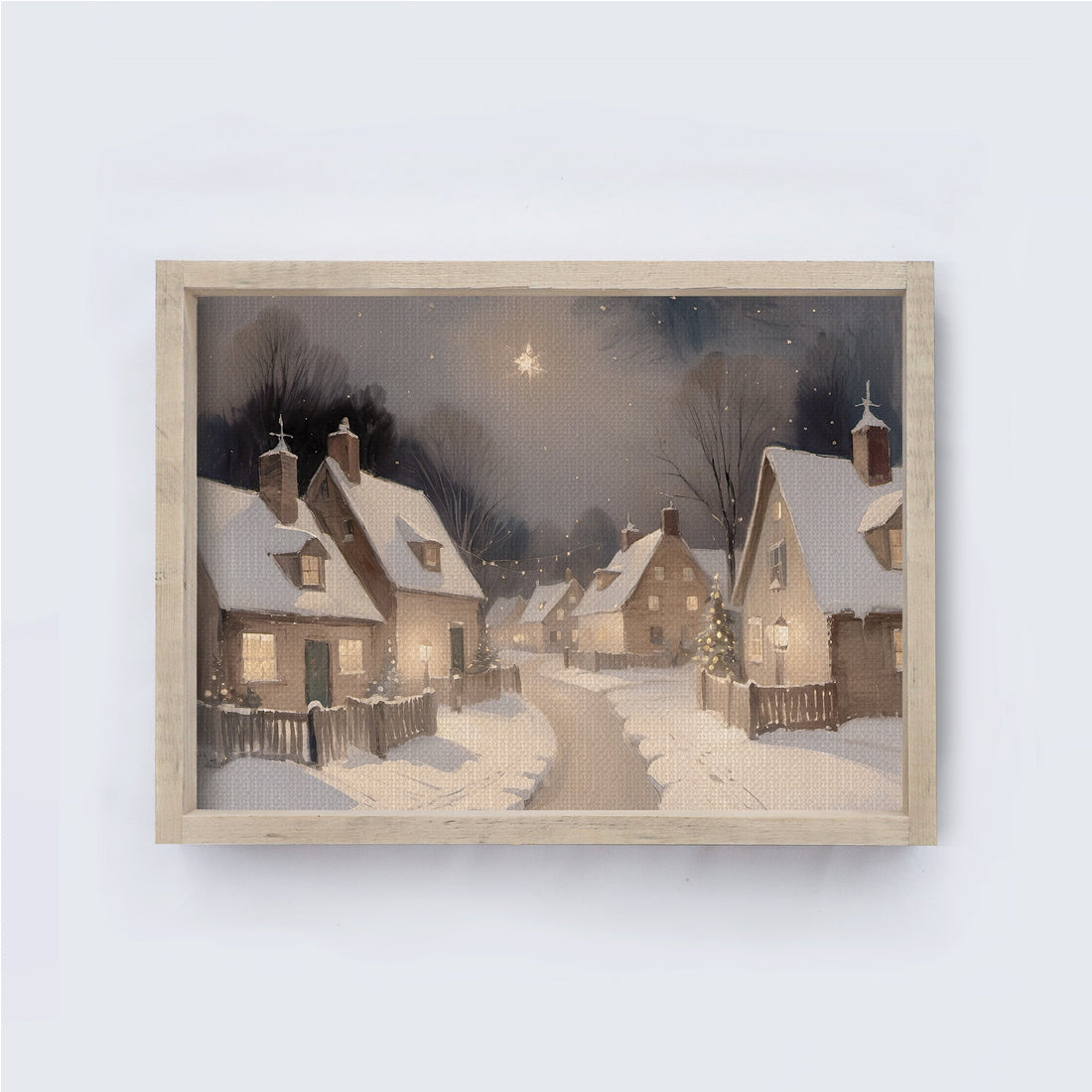 Vintage Landscape Painting Framed | Christmas Village A225-0