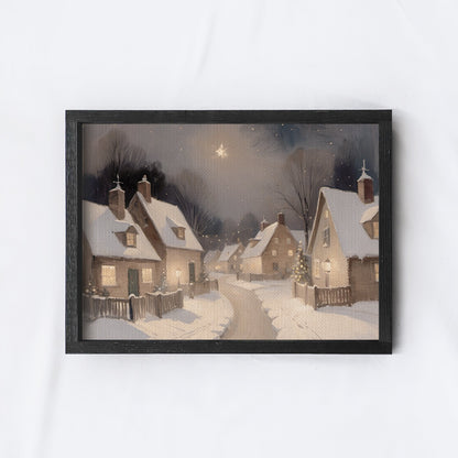 Vintage Landscape Painting Framed | Christmas Village A225-1