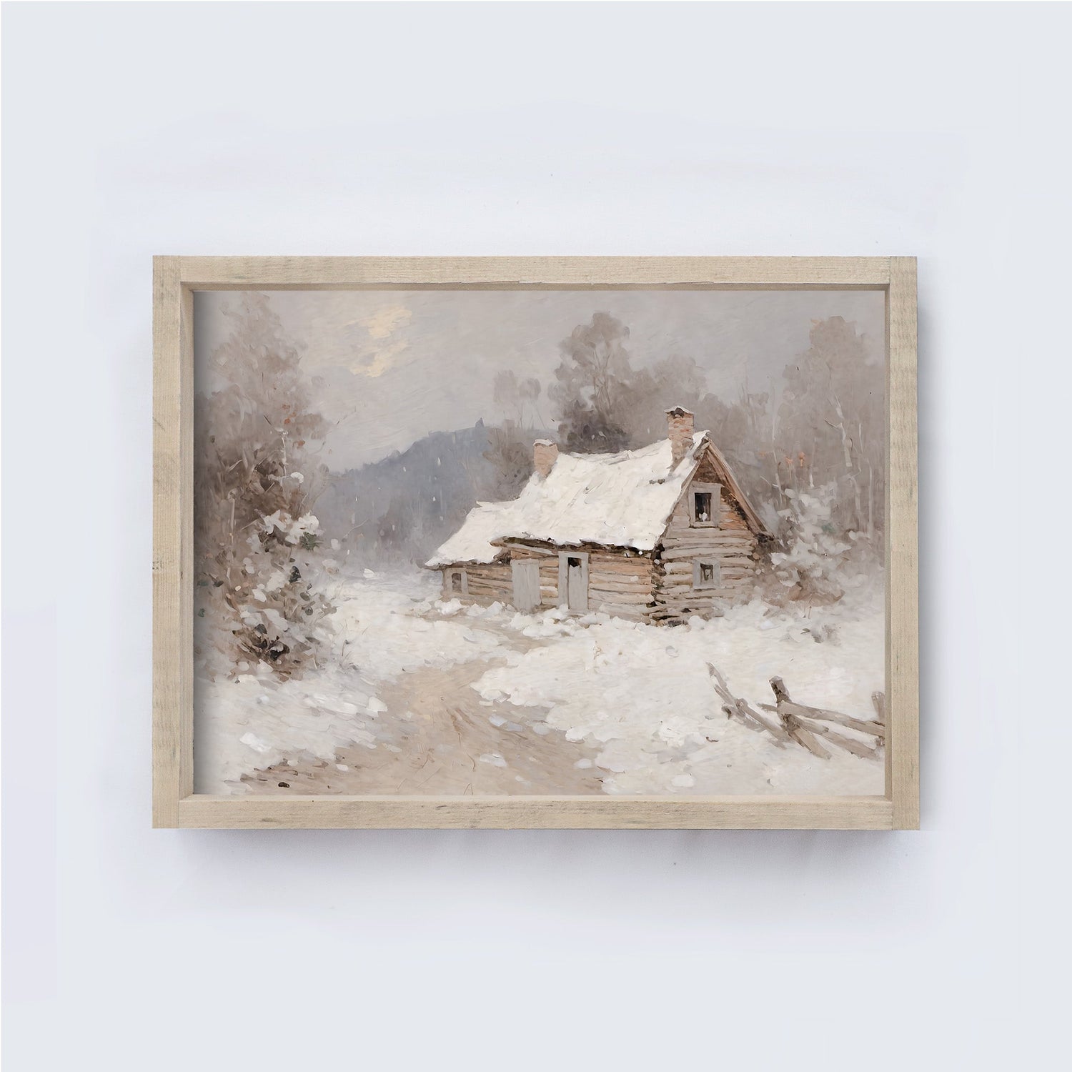 Vintage Winter Cottage Painting A234-0