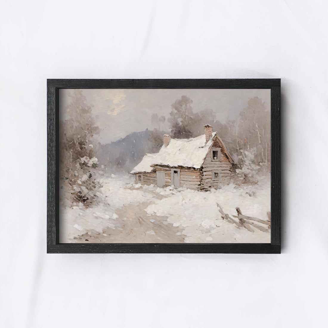 Vintage Winter Cottage Painting A234-1