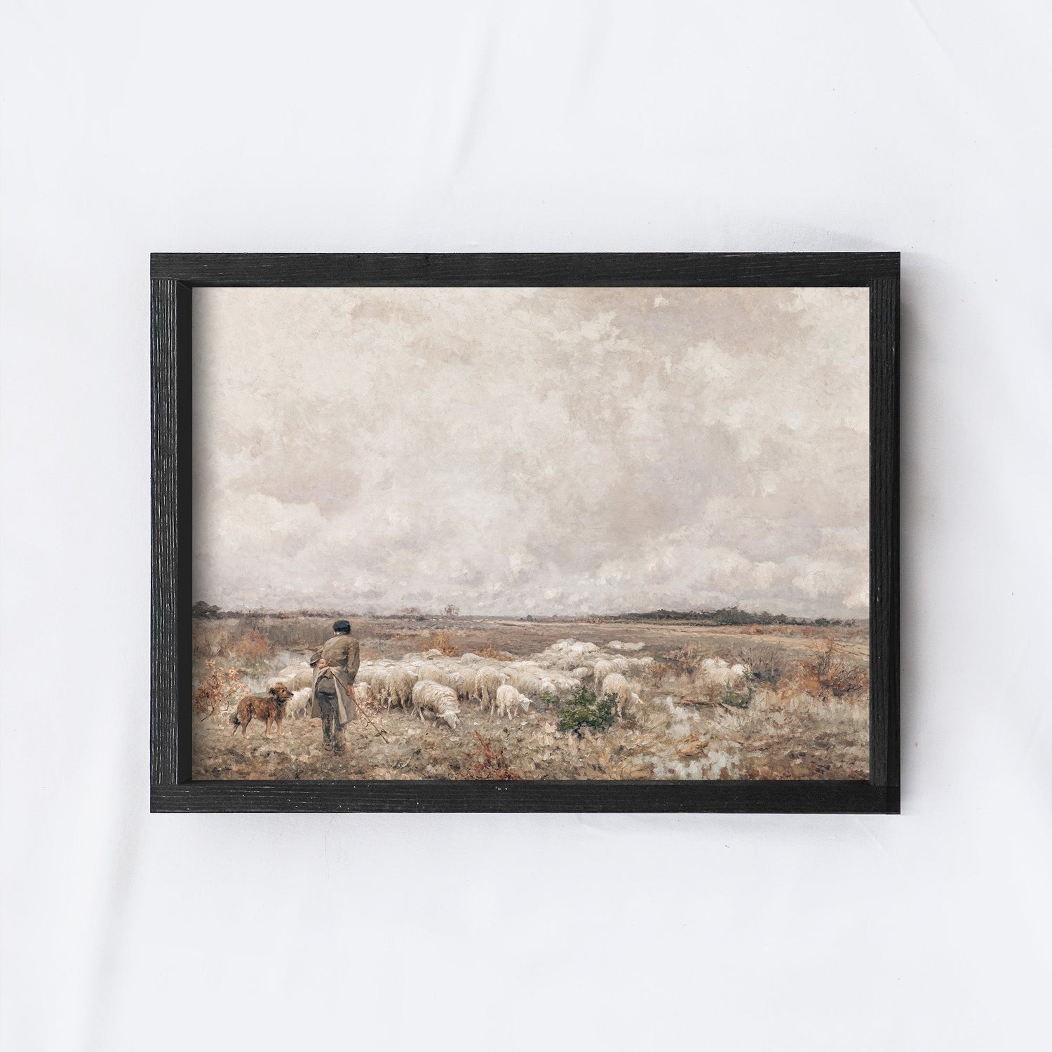 Vintage Print Framed | Landscape Sheep A83-3