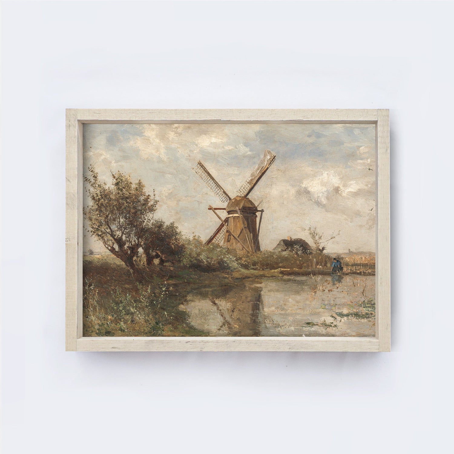 Vintage Print Framed | Dutch Windmill Landscape A95-3