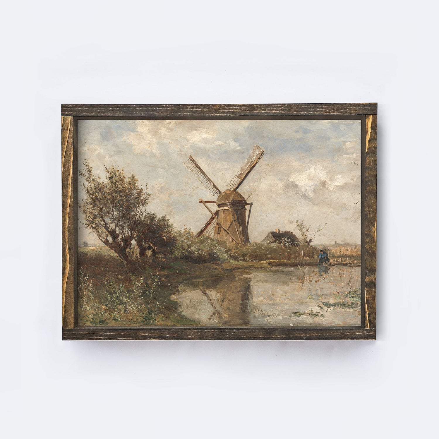 Vintage Print Framed | Dutch Windmill Landscape A95-1