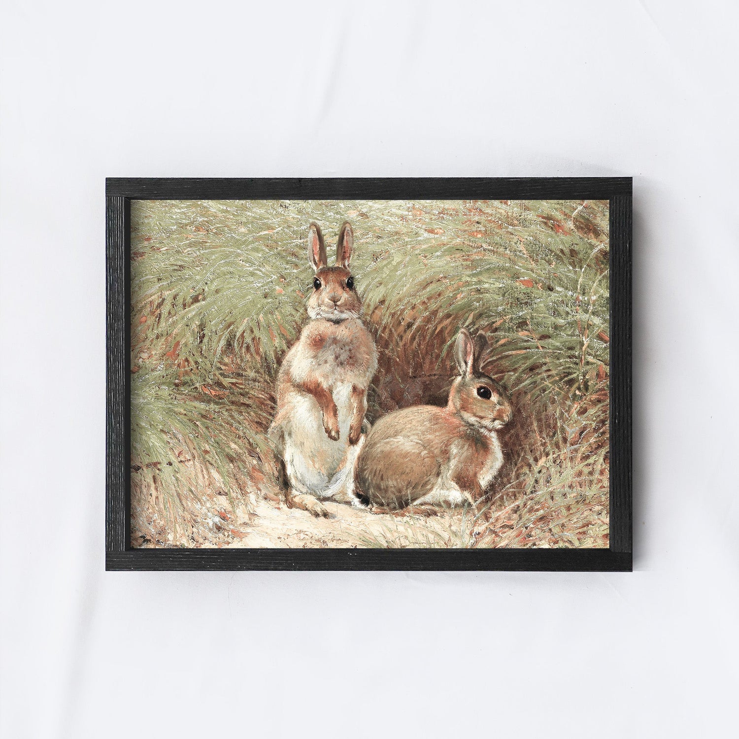 Vintage Print Framed | Spring Bunnies Painting A97-3