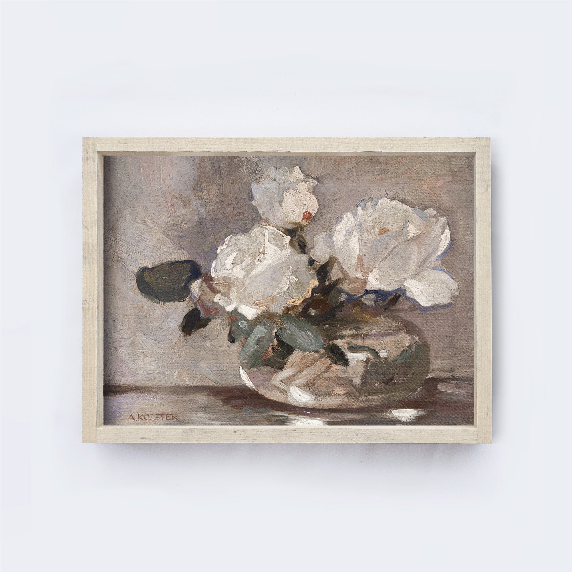 Vintage Art Print | Neutral Vase Painting A99-1