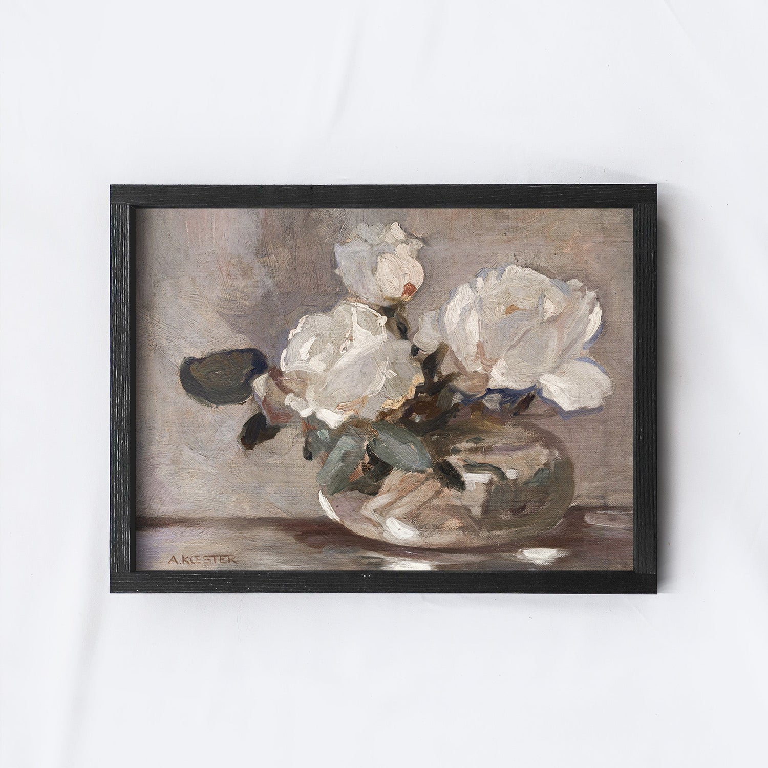 Vintage Art Print | Neutral Vase Painting A99-3