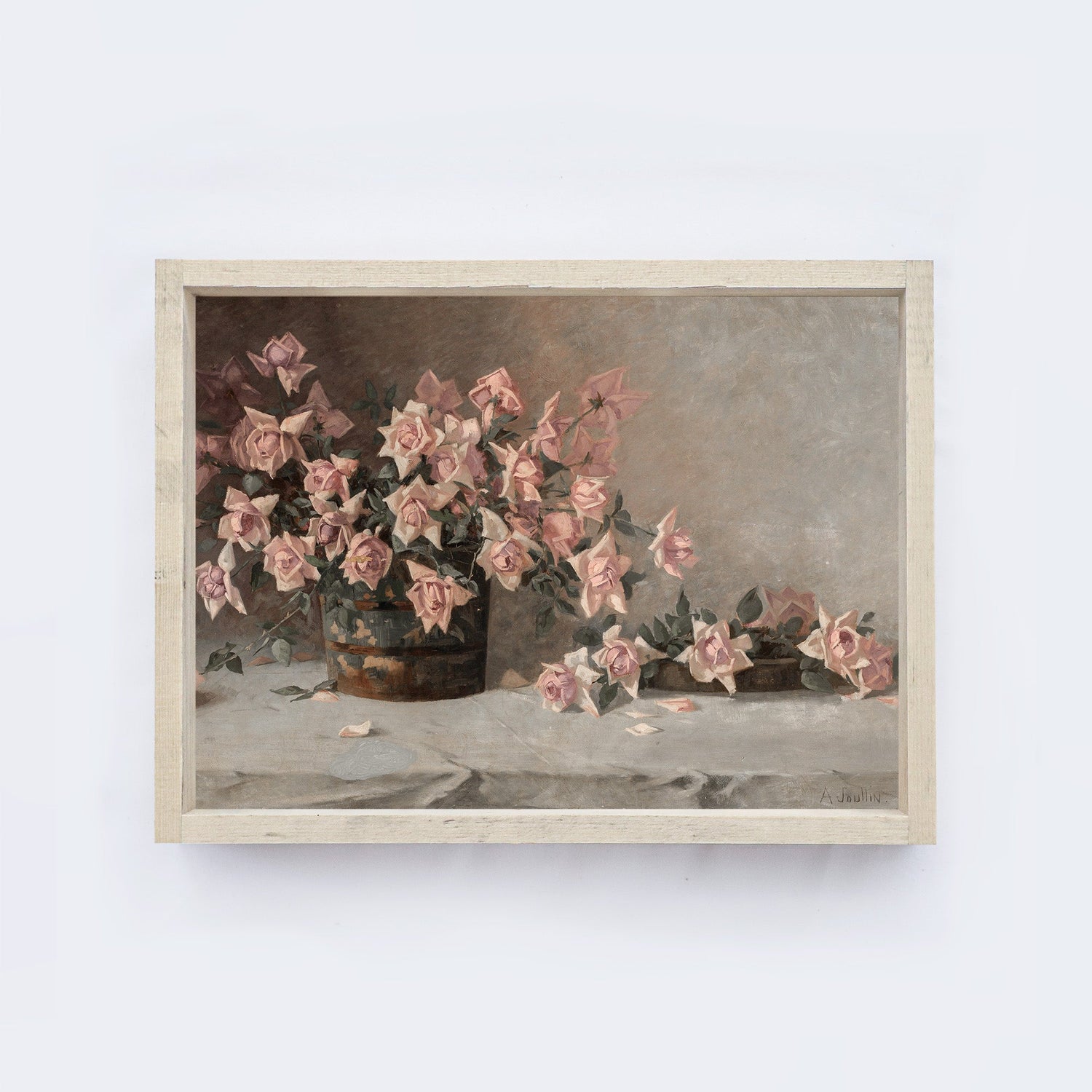 Vintage Art Framed | Bucket Of Roses A03-0